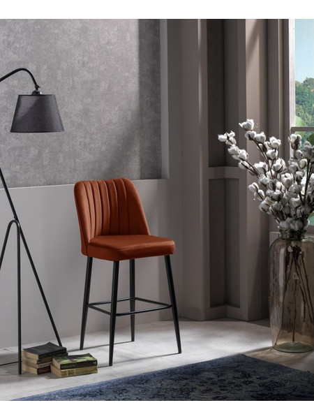Bar Stool Set (2 Pieces) Vento - Tile Red Tile Red, Black Fabric: 100% Polyester 49x45x99 cm