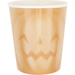 Χάρτινα Ποτήρια Halloween - Παστέλ Κολοκύθα (8 τεμ)
