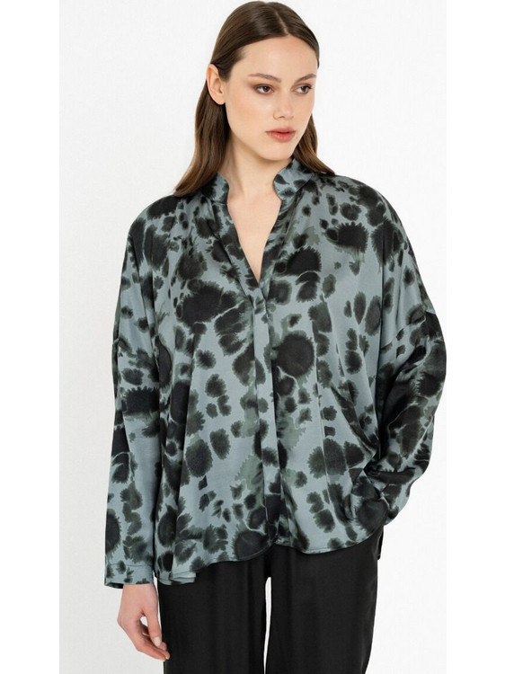 Philosophy Γυναικείο Πουκάμισο Satin Print Μπλε SH77291
