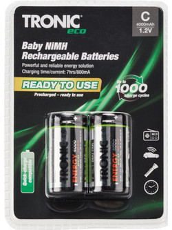 Επαναφορτιζόμενες Μπαταρίες Batteries C Rechargeable 2 X 4000mah 1.2 V Tronic