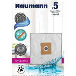 Naumann Popular Use Σακούλες Σκούπας 5τμχ Συμβατές με Σκούπα AEG / Black	& Decker / Bomann / Delonghi / Electrolux / Hoover / Juro-Pro / Primo / Tristar / Ufesa / Zanussi