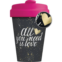 Chic Mic Ποτήρι Bamboo με Καπάκι All Υou Need is Love 400ml BCP300