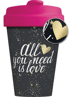 Chic Mic Ποτήρι Bamboo με Καπάκι All Υou Need is Love 400ml BCP300