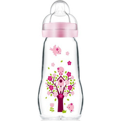 Mam Feel Good Γυάλινο Μπιμπερό με Θηλή Σιλικόνης 2m+ Pink 260ml