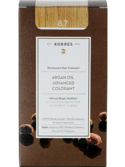 Korres Argan Oil Advanced Colorant 8.7 Καραμέλα Μόνιμη Βαφή Μαλλιών Χωρίς Αμμωνία 50ml