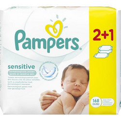Pampers Sensitive Μωρομάντηλα Χωρίς Οινόπνευμα & Άρωμα 3x56τμχ