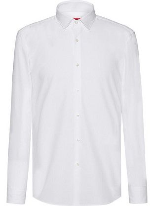 Hugo Ανδρικό Πουκάμισο Βαμβακερό Μακρυμάνικο Slim Fit Λευκό 50289499-199