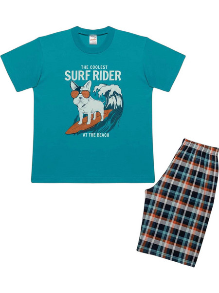 Minerva Coolest Surf Rider Παιδική Πιτζάμα Βαμβακερή Καλοκαιρινή Τιρκουάζ 90-62091-670