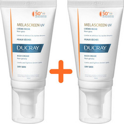 Ducray Melascreen UV Rich Dry Touch Αντηλιακή Κρέμα Προσώπου Αντιγηραντική Κατά των Πανάδων SPF50 2x50ml