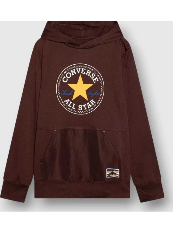 Converse Παιδικό Φούτερ με Κουκούλα Σοκολατί 9CD880-X8K