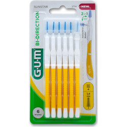 Gum Bi-Direction Μεσοδόντια Βουρτσάκια 1.4mm Κίτρινα 6τμχ