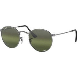 Ray-Ban RB3447 004G4 Ανδρικά Γυαλιά Ηλίου Πολυγωνικά Μεταλλικά Ασημί με Πράσινο Polarized Φακό