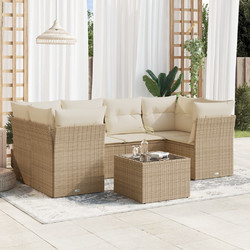vidaXL Σετ Σαλόνι Κήπου Rattan 7τμχ Μπεζ 3217268