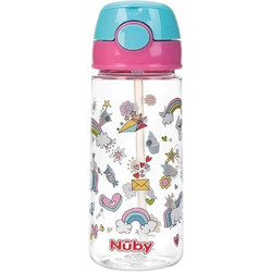 Nuby Push Rainbows Παιδικό Μπουκάλι Πλαστικό BPA Free με Καλαμάκι Πολύχρωμο 530ml
