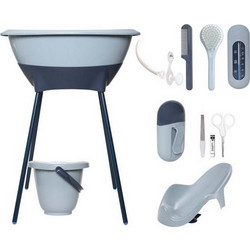 Luma Αντιολισθητικό Μπανάκι Μωρού με Βάση και Θερμόμετρο Iron Blue + Σετ Περιποίησης