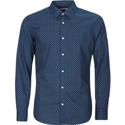 Jack & Jones Ανδρικό Πουκάμισο Βαμβακερό Μακρυμάνικο Slim Fit Navy Μπλε 12254540