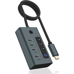 Icy Box IB-HUB1454-C31 USB Hub 3.1 USB-C με 4 Θύρες USB-C & Εξωτερική Παροχή Ρεύματος