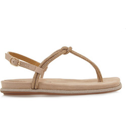 Seven Γυναικεία Σανδάλια Suede με Στρας Μπεζ S407Y80015C6