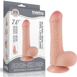 Lovetoy Sliding-Skin 7.0" Dual Layer Dong Ρεαλιστικό Dildo με Βεντούζα & Όρχεις 18.3cm Flesh