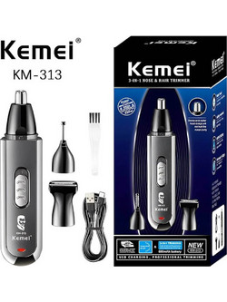 Kemei Trimmer Μηχανή Ανδρική Επαναφορτιζόμενη Προσώπου Μύτης Φρυδιών & Αυτιών KM-313