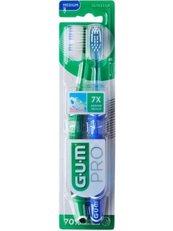 Gum Pro Medium Οδοντόβουρτσες 2τμχ Μπλε Πράσινη