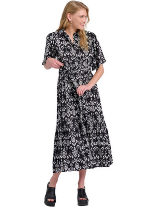 Funky Buddha Midi Καλοκαιρινό Καθημερινό Φόρεμα Σεμιζιέ Μαύρο FBL009-132-13