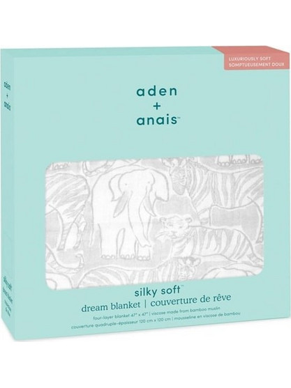 Aden + Anais Club-Animal Kingdom Κουβέρτα Κούνιας 120x120 Λευκή Γκρι