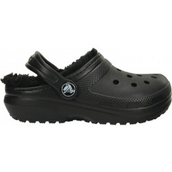 Crocs Ανατομικές Χειμερινές Παιδικές Παντόφλες για Αγόρια με Γούνα Μαύρες 207010-060