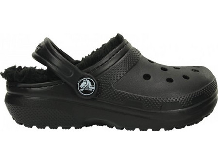 Crocs Ανατομικές Χειμερινές Παιδικές Παντόφλες για Αγόρια με Γούνα Μαύρες 207010-060