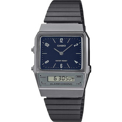 Casio Vintage Ανδρικό Ρολόι Χρονογράφος με Μαύρο Μεταλλικό Μπρασελέ AQ-800EB-2AEF