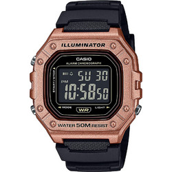 Casio Ψηφιακό Ανδρικό Ρολόι Χρονογράφος με Μαύρο Καουτσούκ Λουράκι W-218HM-5BVEF