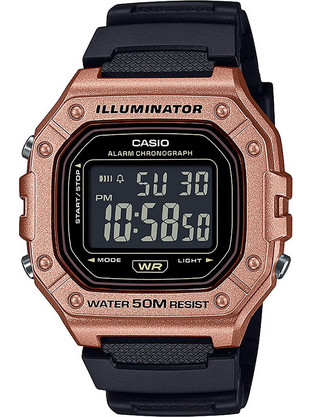 Casio Ψηφιακό Ανδρικό Ρολόι Χρονογράφος με Μαύρο Καουτσούκ Λουράκι W-218HM-5BVEF