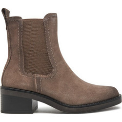 Tamaris Γυναικεία Μποτάκια Chelsea Suede Γκρι με Χοντρό Χαμηλό Τακούνι 1-25309-43