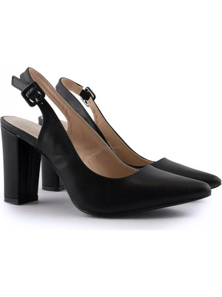 Blondie Γόβες Slingback με Χοντρό Ψηλό Τακούνι Μαύρες 37-132