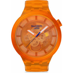 Swatch Big Bold Ανδρικό Ρολόι με Πορτοκαλί Λουράκι SB05O103