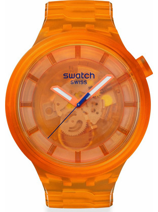 Swatch Big Bold Ανδρικό Ρολόι με Πορτοκαλί Λουράκι SB05O103