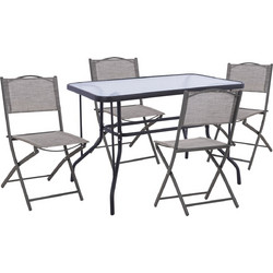 HomeMarkt Mag Σετ Τραπεζαρία Κήπου Μεταλλικό 5τμχ Γκρι HM21093
