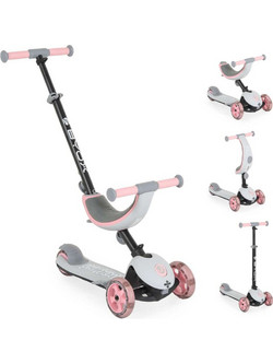 Byox Motion 4in1 Αναδιπλούμενο Παιδικό Πατίνι Τρίτροχο με Κάθισμα Ροζ