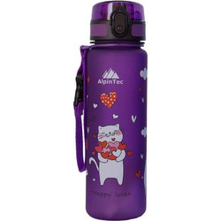 Alpintec Love Cats Παιδικό Παγούρι Πλαστικό BPA Free Μωβ 500ml