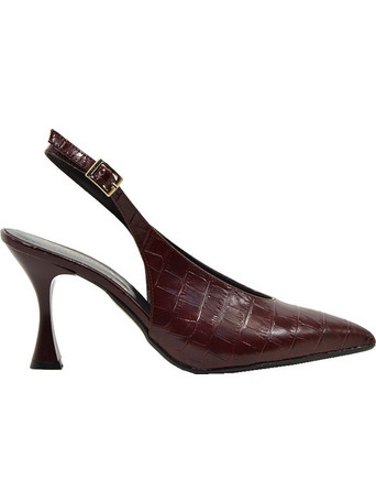 PieDini Γόβες Slingback Δερμάτινες με Λεπτό Ψηλό Τακούνι Μπορντό 0805