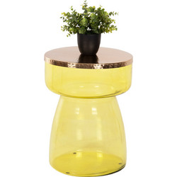 HomeMarkt Rane Βοηθητικό Τραπεζάκι Σαλονιού Μεταλλικό με Γυάλινη Βάση Φ36xΥ47cm HM9731
