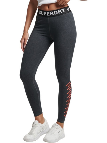 Superdry Core Elastic Γυναικείο Κολάν Μακρύ Ψηλόμεσο Ανθρακί W7010723A-3JV