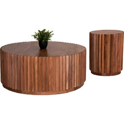 HomeMarkt Sedge Τραπεζάκια Σαλονιού Στρογγυλά Ξύλινα 2τμχ Φ90xΥ38cm HM11944
