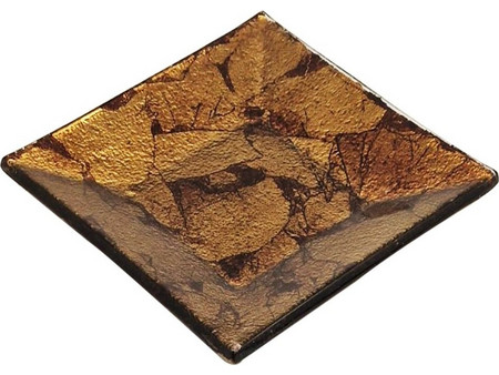 Artekko Golden Leaf Πιάτο Γλυκού Γυάλινο Τετράγωνο 15x15cm 203-1012