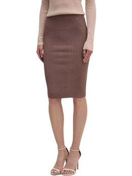 Guess Lucille Μίντι Φούστα Πλεκτή Ψηλόμεση Pencil Καφέ W4YD38Z2U00-G9K6