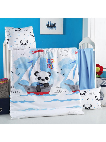 Beauty Home Art 5616 Σετ Βρεφικά Σεντόνια Κούνιας Βαμβακερά 100x150 Light Blue