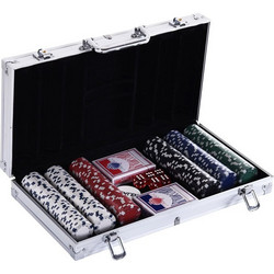 HOMCOM Σετ 300 Μάρκες Poker σε Βαλίτσα με 2 Τράπουλες A70-014V01