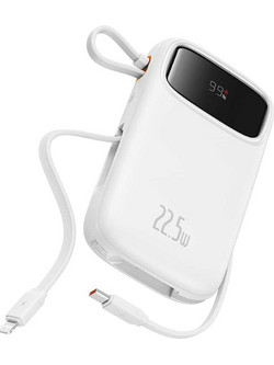 Baseus Qpow Pro+ Power Bank 10000mAh 22.5W με Θύρα USB-A & 2 Θύρες USB-C White