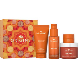Origins Ginzing Refreshing Scrub Cleaner 50ml + Glow-Boosting Serum 30ml + Energizing Caffeine & Niacinamide Gel Cream 50ml + Brightening Eye Cream 5ml