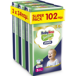 Babylino Sensitive Cotton Soft Πάνες Βρακάκι No5 10-16kg 102τμχ